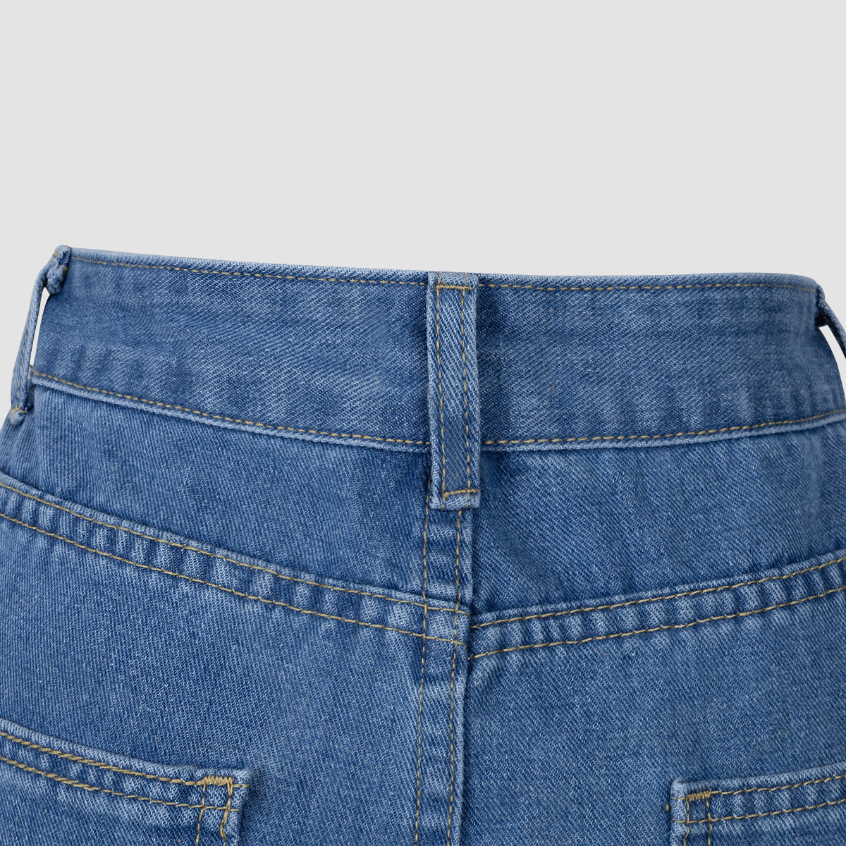 Blue Denim High - Waisted Ultra - Wide - Leg Jeans With Side Slit NorixaFashion.com