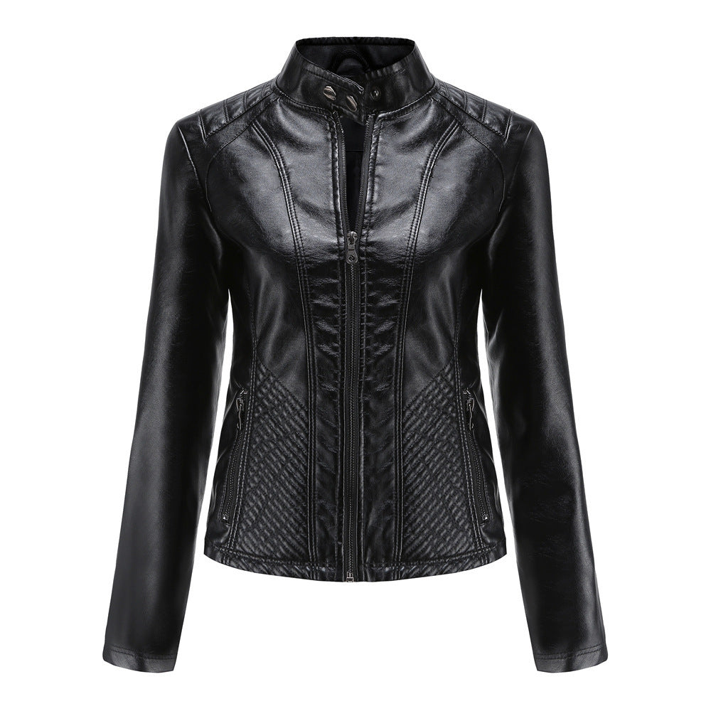Autumn And Winter Casual Leather  Coat Long-sleeved Motorcycle Jacket