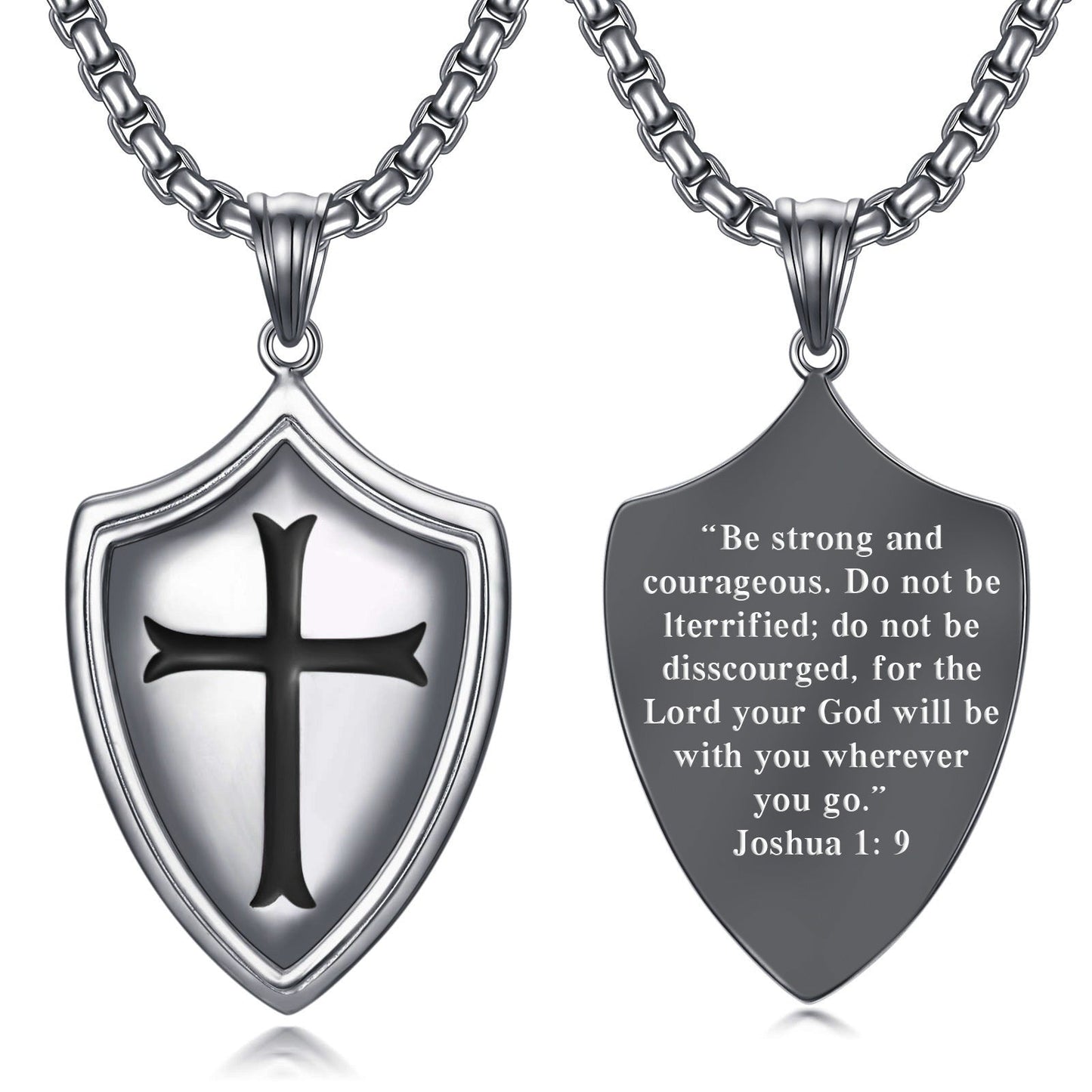 Knights Templar Shield Necklace in Sterling Silver Pendants Necklace for Men LadyShow.Store