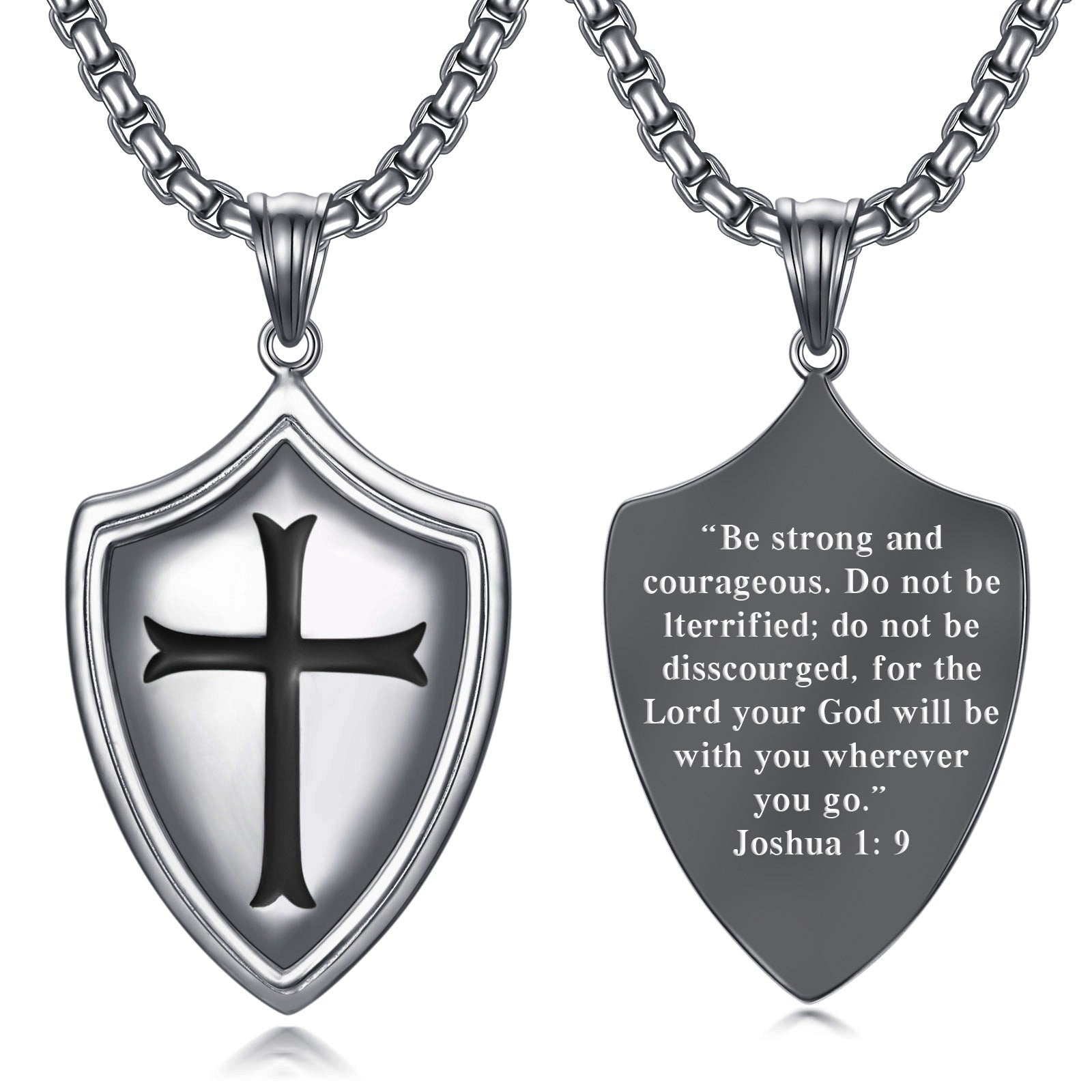 Knights Templar Shield Necklace in Sterling Silver Pendants Necklace for Men LadyShow.Store