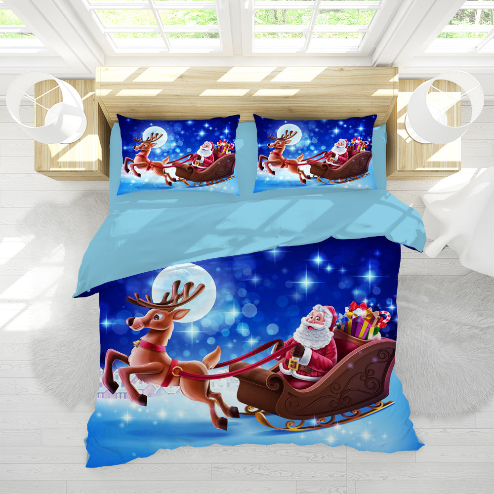 Santa's Three-piece Duvet Cover Under The Stars