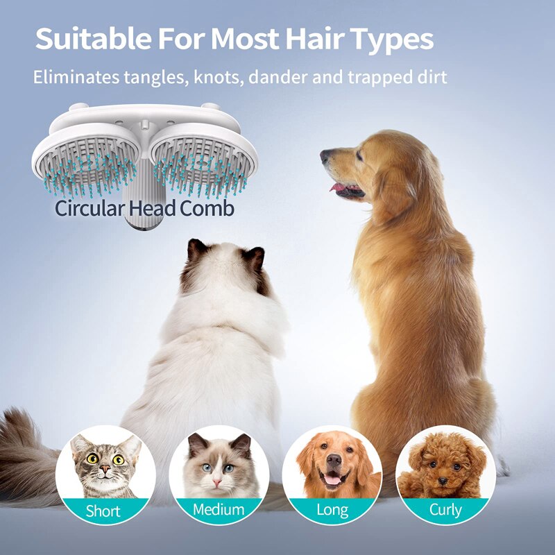 Pet Cat Brush Dog Slicker Brush Double-headed Negative Ion One-button Self Cleaning Dog Cat Hair Removal Pets Products Pets Fashion