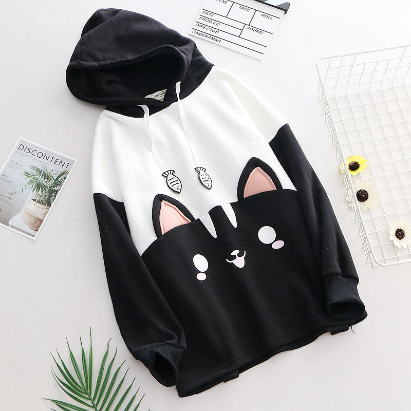 Women's loose student hoodie