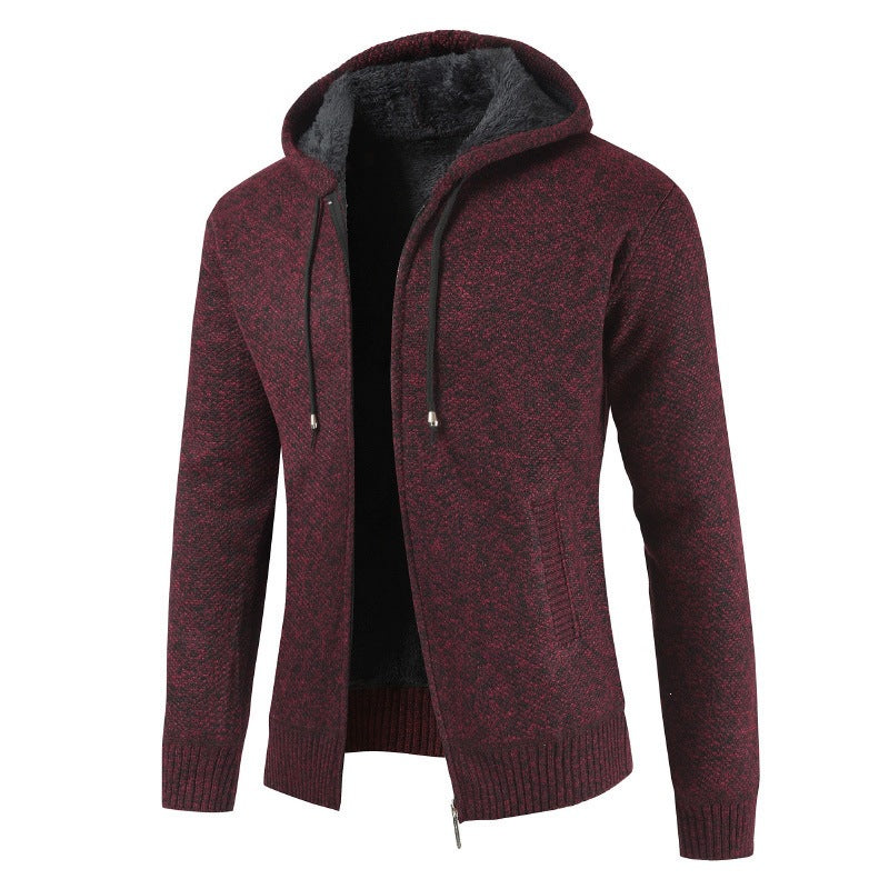 2026 Cross-Border Ebay Autumn And Winter New Men's Thickened Fleece Cardigan Sweater Men's Hooded Cardigan Jacket NorixaFashion.com