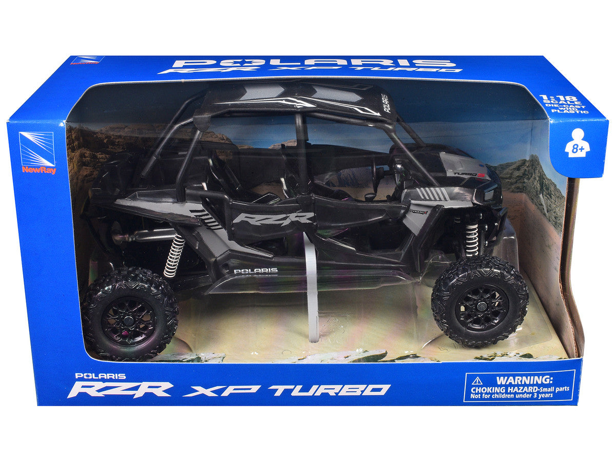 Polaris RZR XP 4 Turbo EPS Sport UTV Onyx Black with Gray Graphics 1/18 Diecast Model by New Ray LuxuryLifeWay Online Store