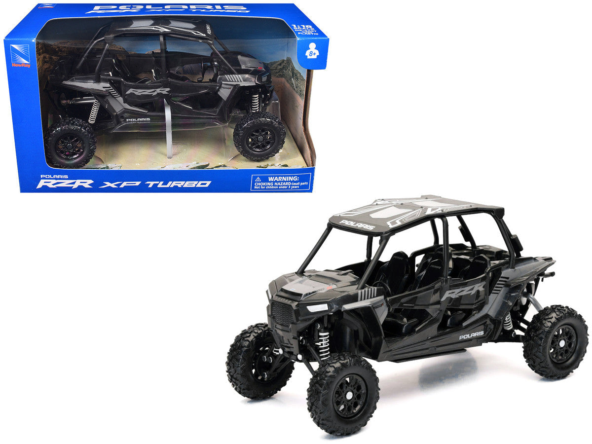 Polaris RZR XP 4 Turbo EPS Sport UTV Onyx Black with Gray Graphics 1/18 Diecast Model by New Ray LuxuryLifeWay Online Store