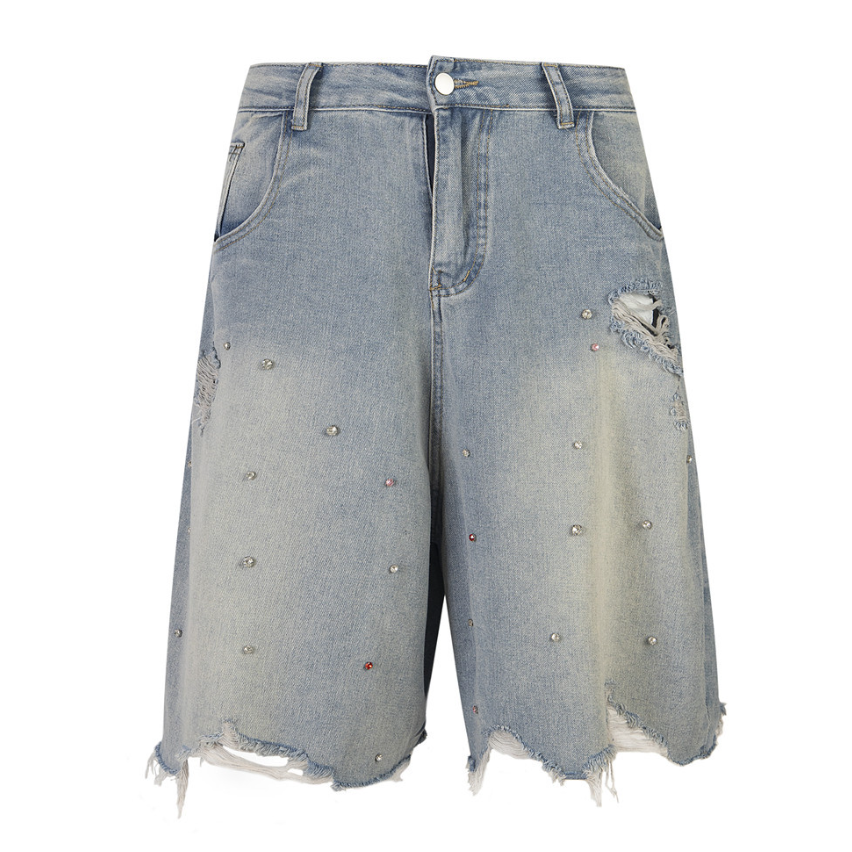Ripped Denim Shorts Pi-Mart