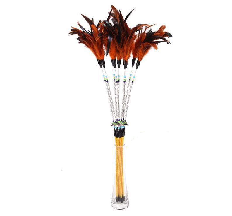 Spring bells, color beads, cat stick, feather cat stick, cat supplies, cat toys Pets Fashion
