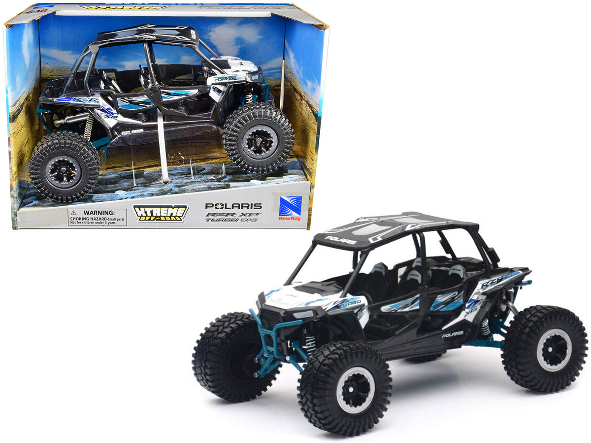 Polaris RZR XP 4 Turbo EPS Sport UTV White with Graphics and Black Top "Xtreme Off-Road" Series 1/18 Diecast Model by New Ray LuxuryLifeWay Online Store