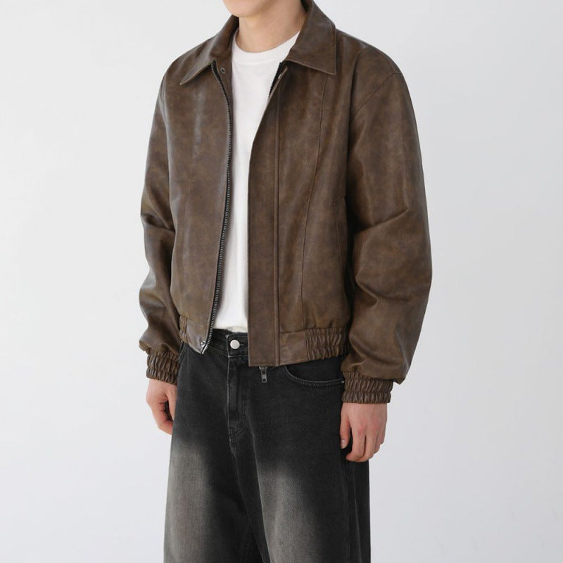 MYQ Men's Short Motorcycle Leather Jacket - Spring Style Pi-Mart