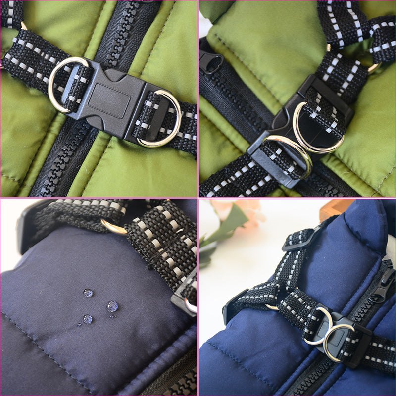Waterproof Dog Clothes Winter Dog Coat With Harness Warm Pet Clothing Big Dog Jacket Chihuahua Labrador Coat Costume Best YouTube Store