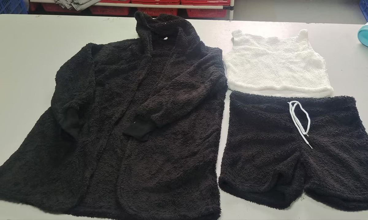 3pcs Womens Clothing Long Sleeve Crop Tank Top And Drawstring Shorts Pajama Set NorixaFashion.com
