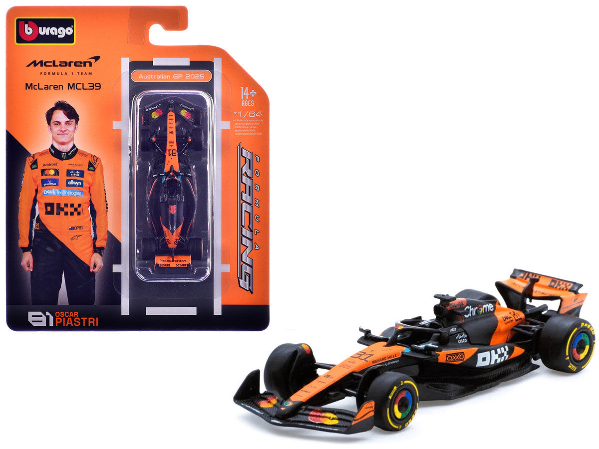 McLaren MCL39 #81 Oscar Piastri Formula One F1 "Australian GP" (2025) "Formula Racing" Series 1/64 Diecast Model Car by Bburago LuxuryLifeWay Online Store