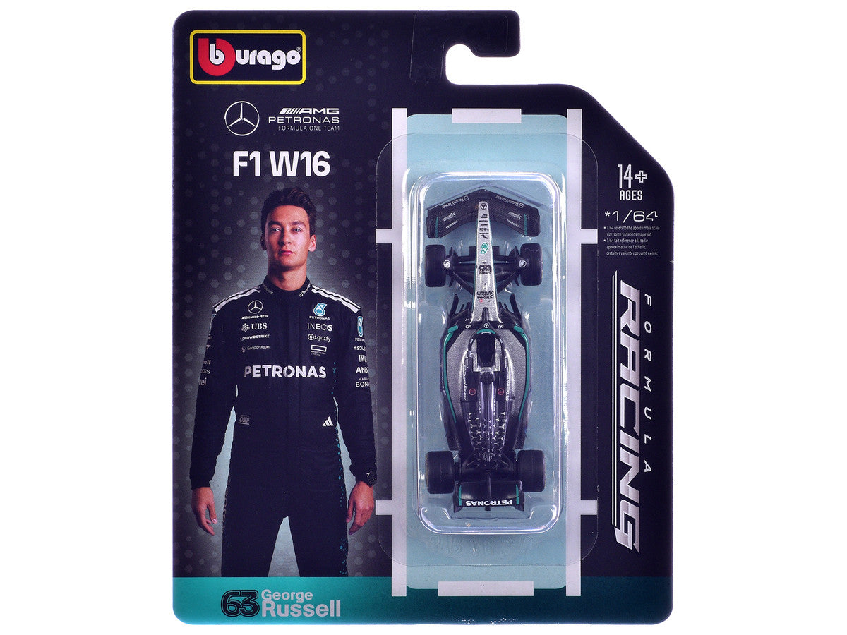 Mercedes AMG F1 W16 E Performance #63 George Russell Formula One F1 World Championship (2025) "Formula Racing" Series 1/64 Diecast Model Car by Bburago LuxuryLifeWay Online Store