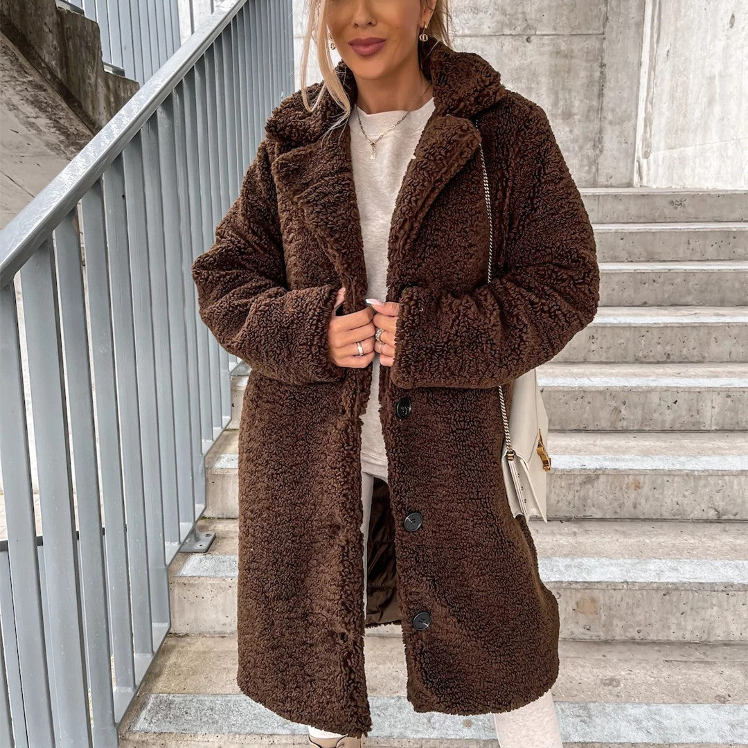 Women's Long-sleeved Lapel Plush Jacket Top LadyShow.Store