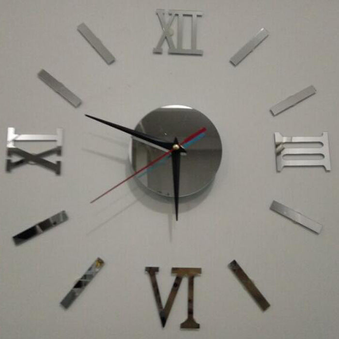 Study Living Room Creative Roman Clock Mirror Silent Wall Clock PearlNestDecor.com