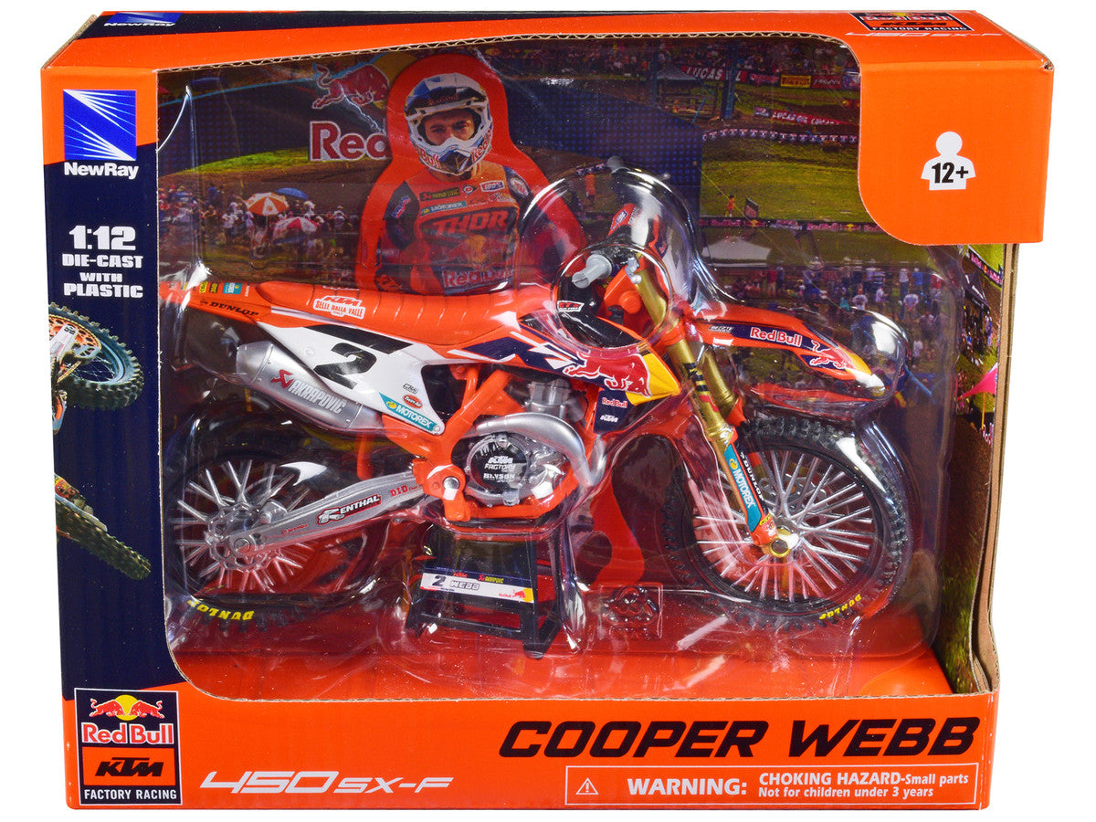 KTM 450 SX-F Motorcycle #2 Cooper Webb "Red Bull KTM Factory Racing" 1/12 Diecast Model by New Ray LuxuryLifeWay Online Store