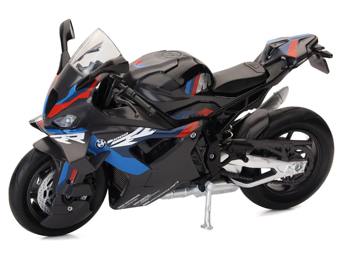 BMW M 1000 RR Motorcycle Black with Red and Blue Stripes 1/12 Diecast Model by New Ray LuxuryLifeWay Online Store