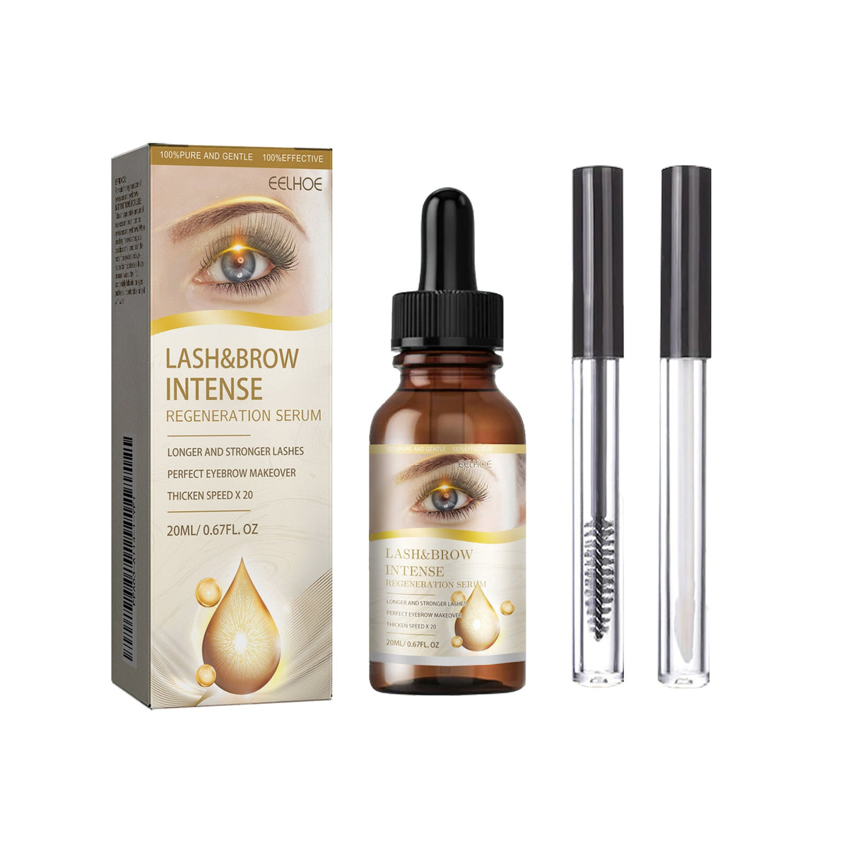 Eyelash Eyebrow E Ssence Set 20ml 1box-1 Eyelash Brush-1 Eyebrow Brush Tri Light Beauty