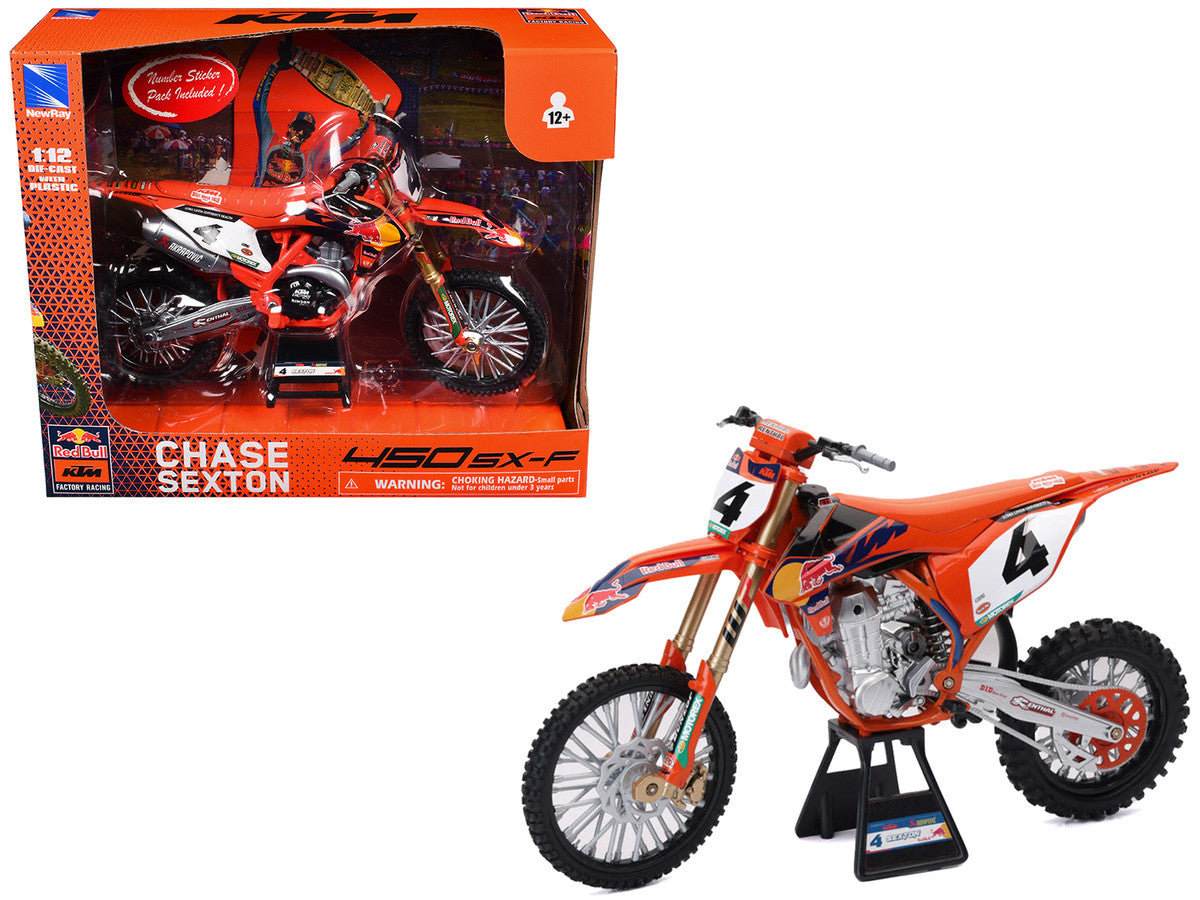 KTM 450 SX-F Motorcycle #4 Chase Sexton "Red Bull KTM Factory Racing" 1/12 Diecast Model by New Ray LuxuryLifeWay Online Store