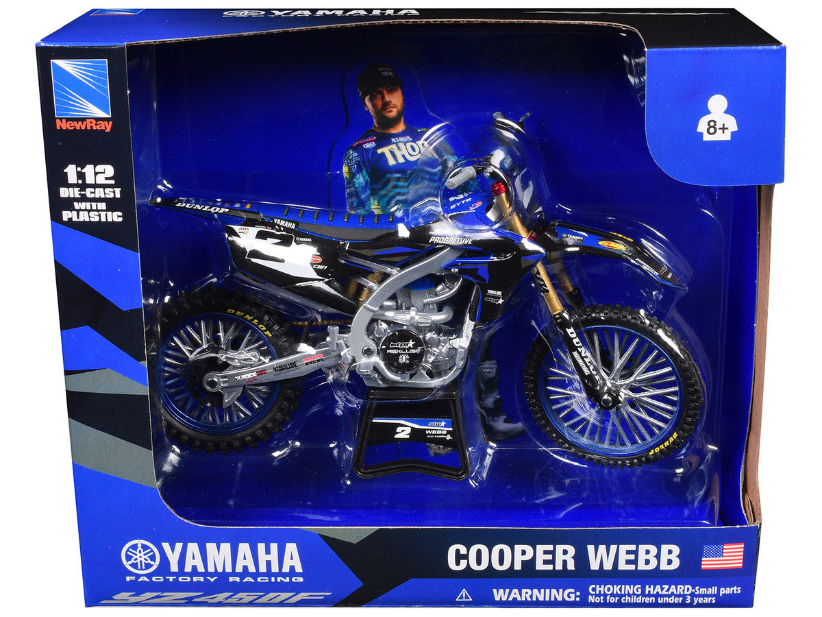 Yamaha YZ450F Motorcycle #2 Cooper Webb "Yamaha Factory Racing" 1/12 Diecast Model by New Ray LuxuryLifeWay Online Store