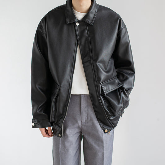 Black Chic Leather Men's Trendy Jacket Jacket