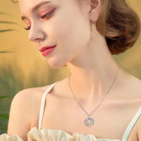 Crystal Sunflower Butterfly Necklace in Rose Gold and Gold Plated Sterling Silver LadyShow.Store