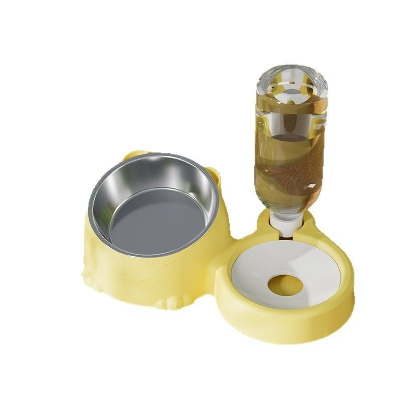 Pet Double Bowl Anti-Tip Cute Stainless Steel Food Bowl Pets Fashion