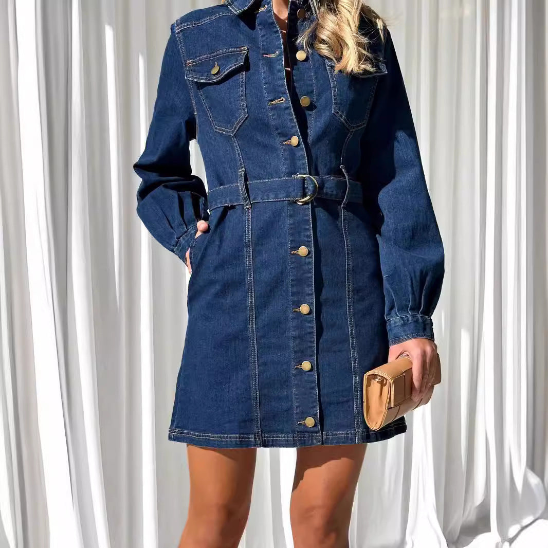 Fashion Casual Button Denim Dress Women NorixaFashion.com