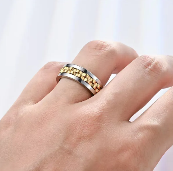 Stainless Steel Spinner Fidget Ring for Men Pi-Mart