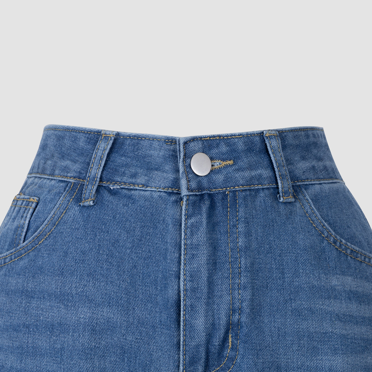 Blue Denim High - Waisted Ultra - Wide - Leg Jeans With Side Slit NorixaFashion.com