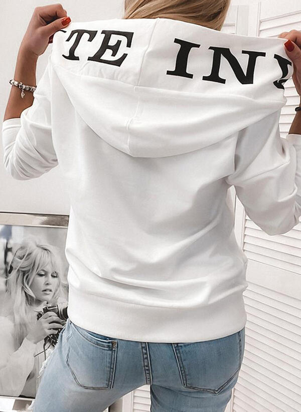 Pocket Hooded Letter Pullover Sweatshirt LadyShow.Store