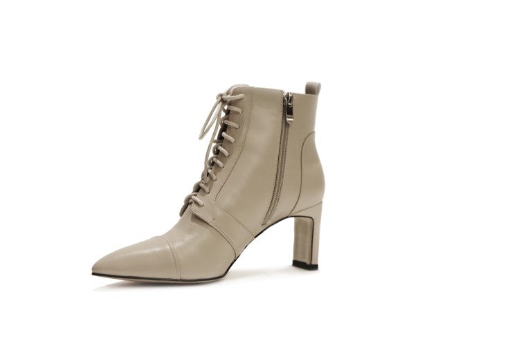 Lace-up Handsome High-heeled Martin Short Boots LadyShow.Store