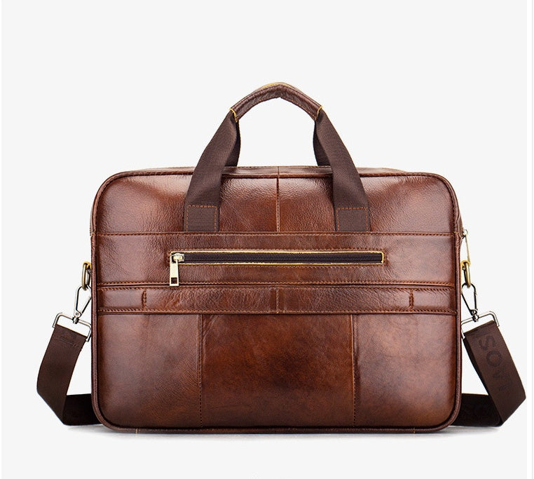 Leather Hand-carried Top Layer Cowhide Business Briefcase With Large Capacity CJD