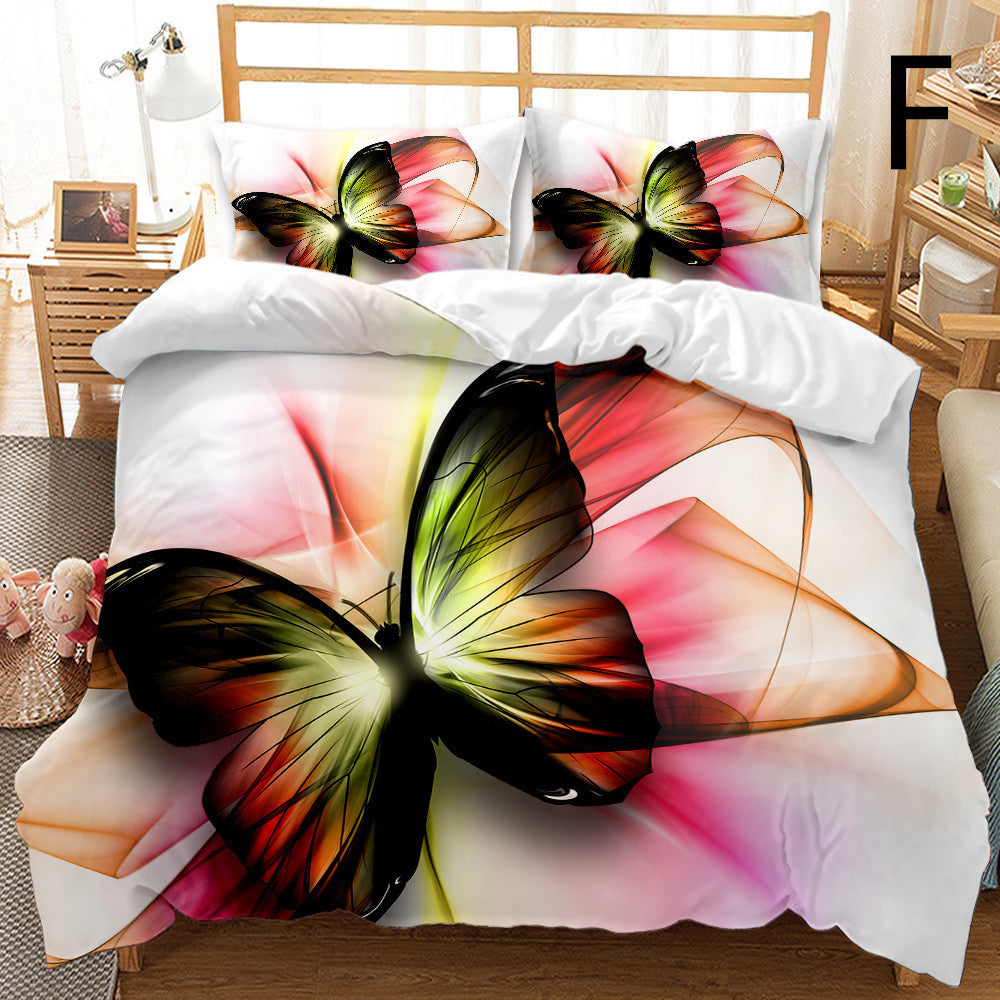 Butterfly Series Three-piece Bedding Quilt Cover Set