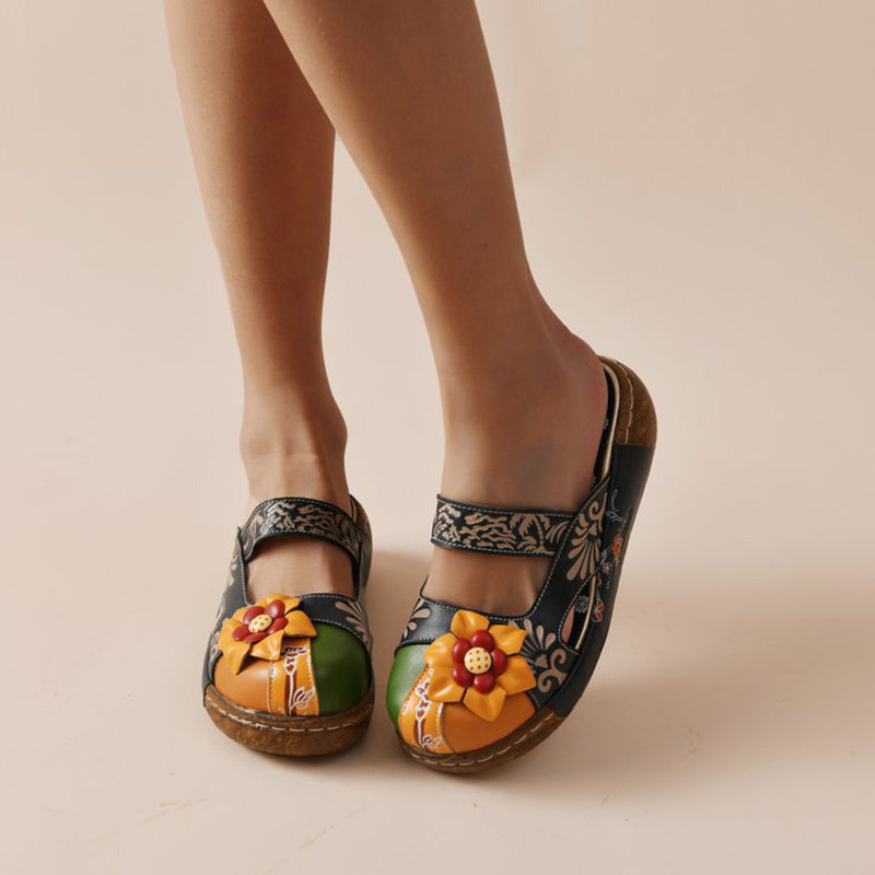 European And American Summer Thick Bottom Flat Bottom Color Matching Candy Color Ladies Toe Sandals LadyShow.Store