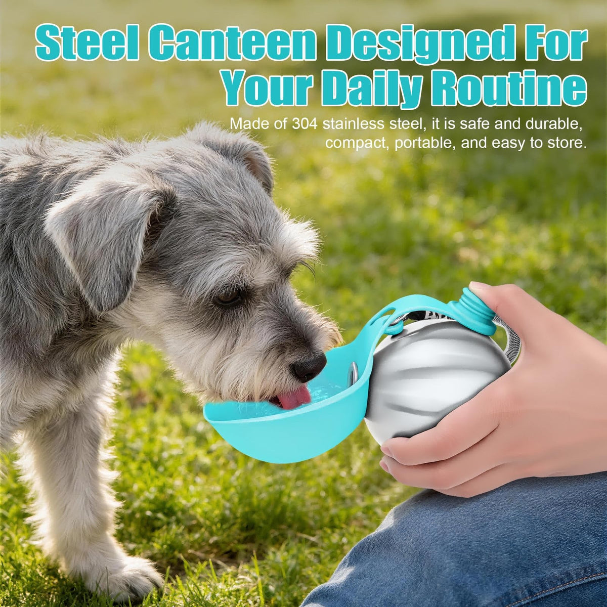 Portable Dog Water Bottle 10oz Stainless Steel Travel Dog Water Dispenser With Bowl No-Spill Puppy Water Bottle For Walking Hiking Small Dog Water Bottle Pets Fashion