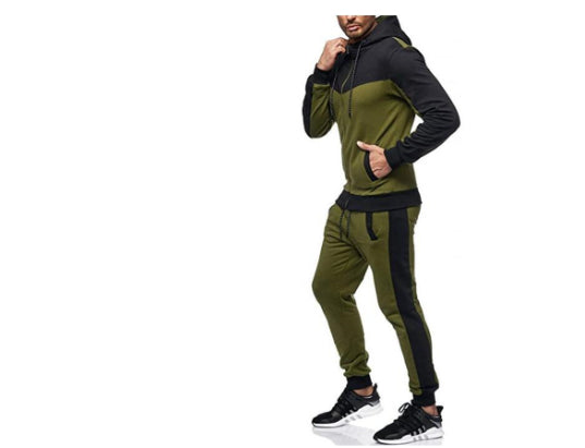 Men's Hooded Color Block Casual Cardigan Set NorixaFashion.com