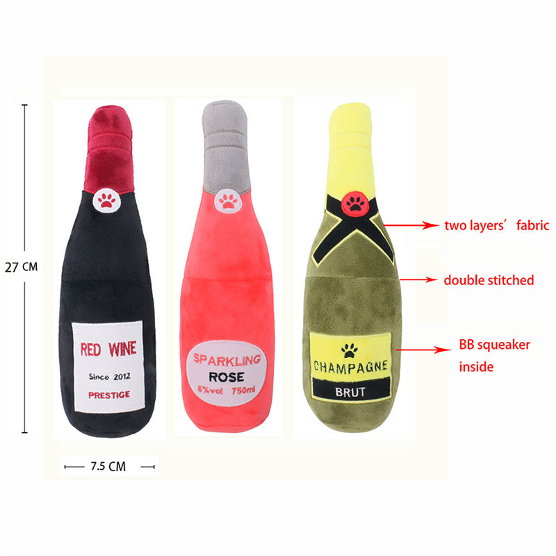 Pet Cats And Dogs Vocal Toys Plush Wine Bottle Chewing Teeth Stick Donut Small Pets Fashion