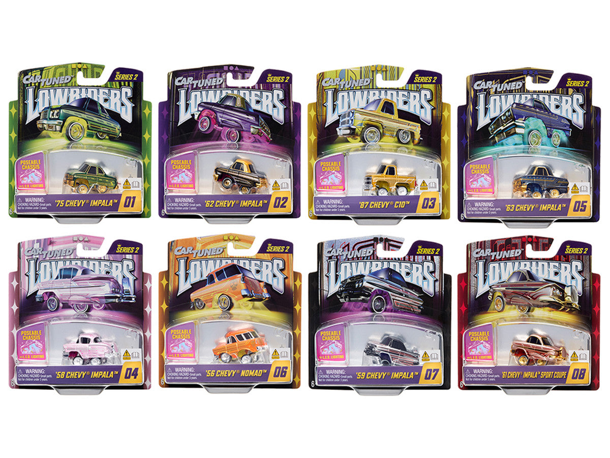 "Lowriders Show Glow" Series 2 Set of 8 Pieces Diecast Model Cars by CarTuned LuxuryLifeWay Online Store