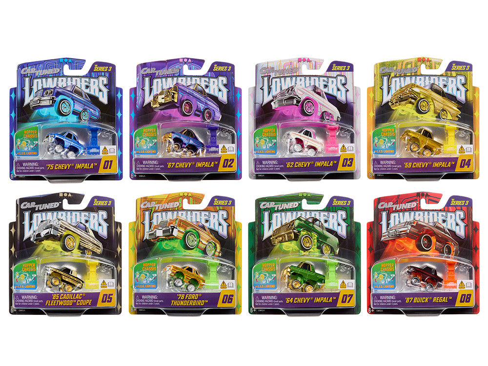 "Lowriders Show Glow" Series 3 Set of 8 Pieces Diecast Model Cars by CarTuned LuxuryLifeWay Online Store