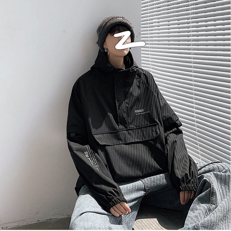 Men's Hooded Windbreaker Bomber Jacket Sportswear Pi-Mart