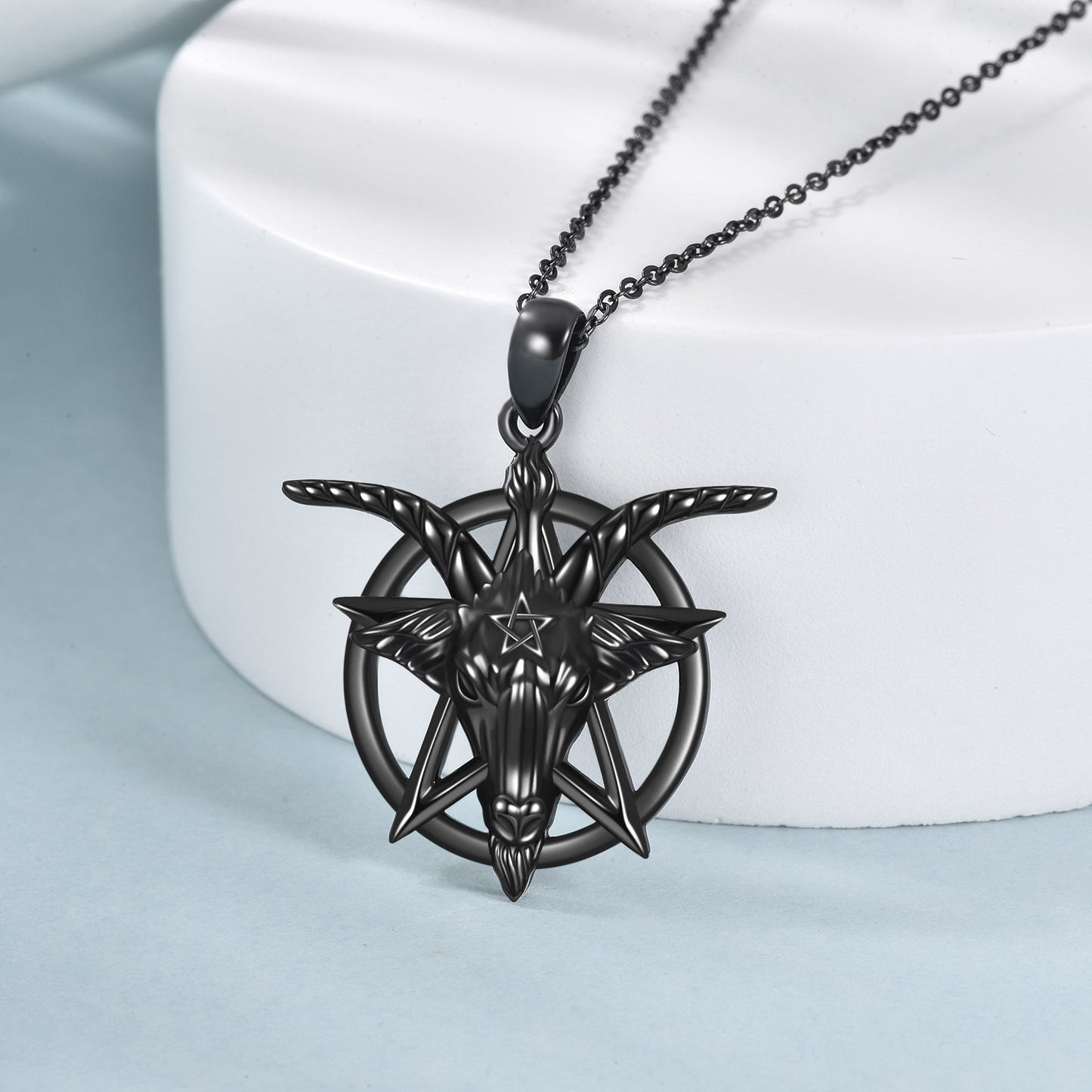 Baphomet Inverted Pentagram Necklace 925 Sterling Silver LadyShow.Store