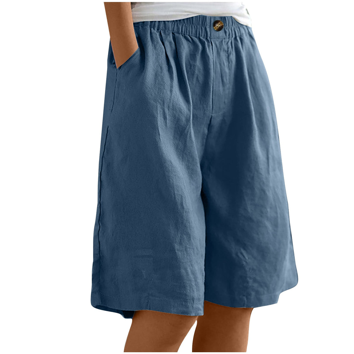 Women's Cotton And Linen Cropped Loose High Waist Shorts NorixaFashion.com