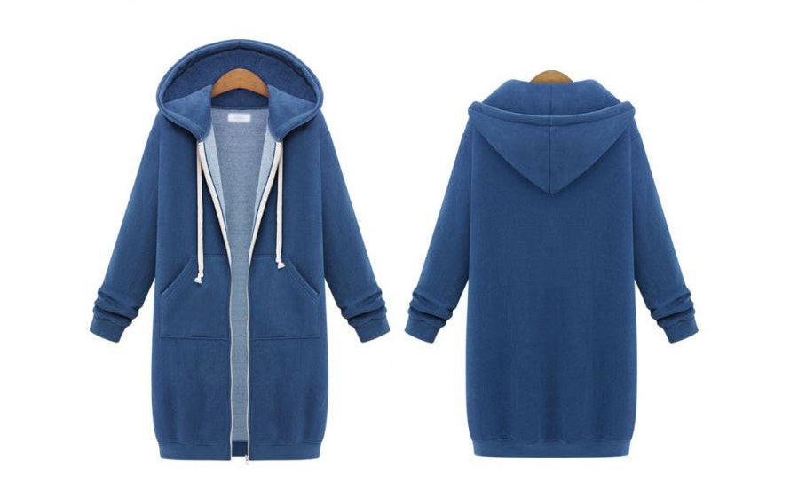 Hooded Long-sleeved Winter Sweater Women's Jacket In A Long Thick Shirt Pi-Mart