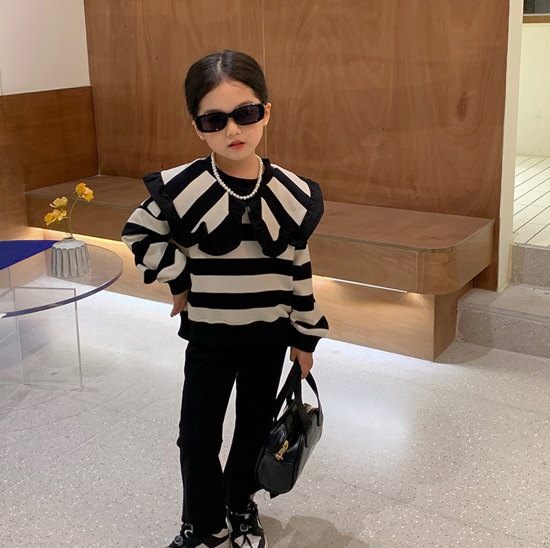 Mother And Daughter Long-sleeved Striped Sweater Two-piece Parent-child Suit LadyShow.Store
