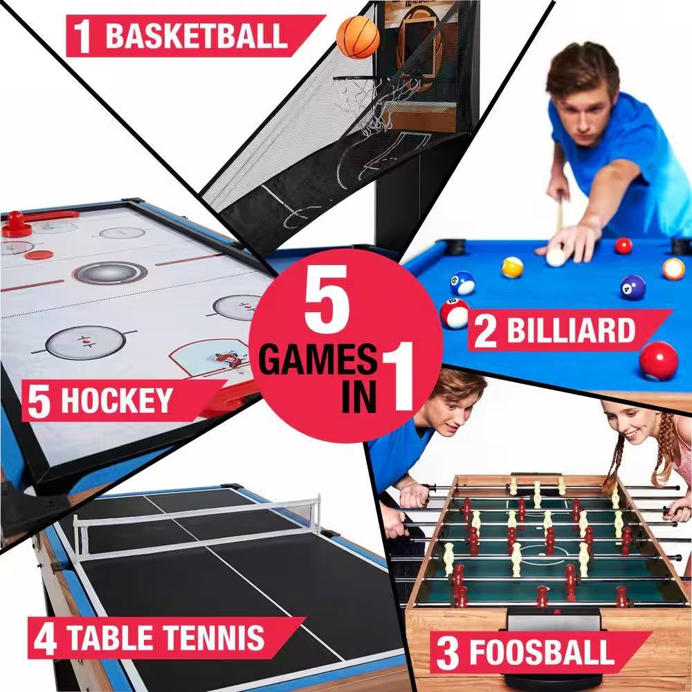 5-in-1 Game Table - Foosball Pool Basketball Ping Pong and Slide Hockey LuxuryLifeWay Online Store