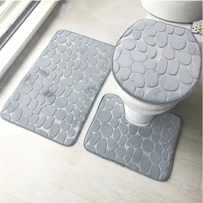 3-Piece Non-Slip Bathroom Rug Set Pi-Mart