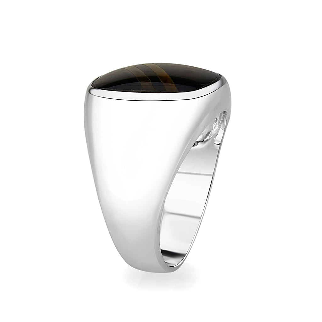 LO5M019- Brass Ring with Epoxy  in Jet Rhodium Plated LuxuryLifeWay Online Store