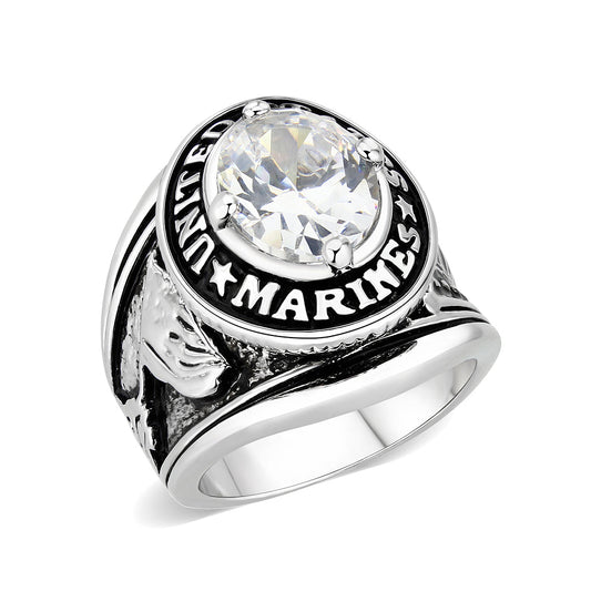 LO5M071 - Rhodium Plated Brass Ring with  CZ Clear LuxuryLifeWay Online Store